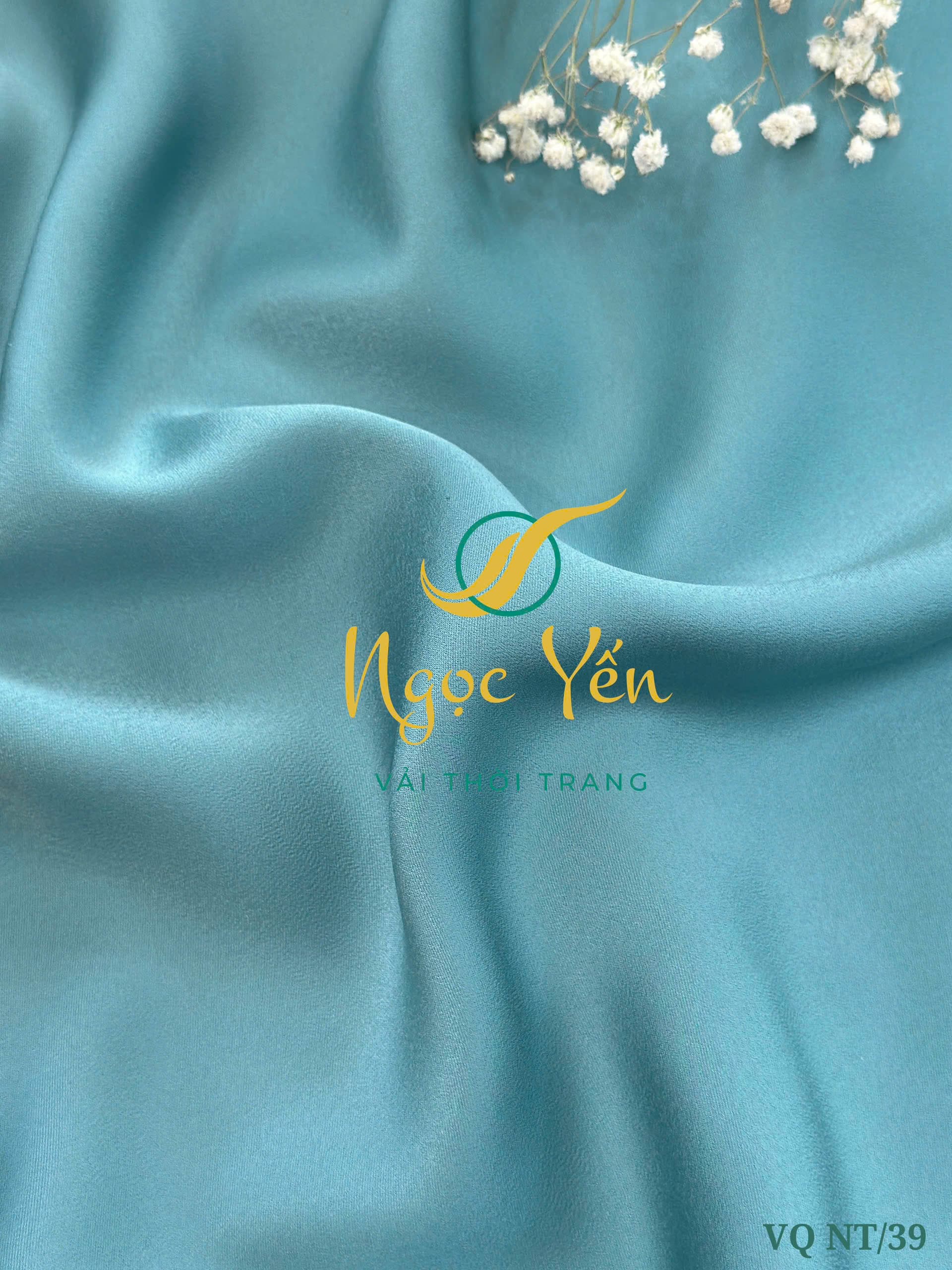 VQ NT/39-Vải quần lụa ngọc trai trơn màu xanh ngọc