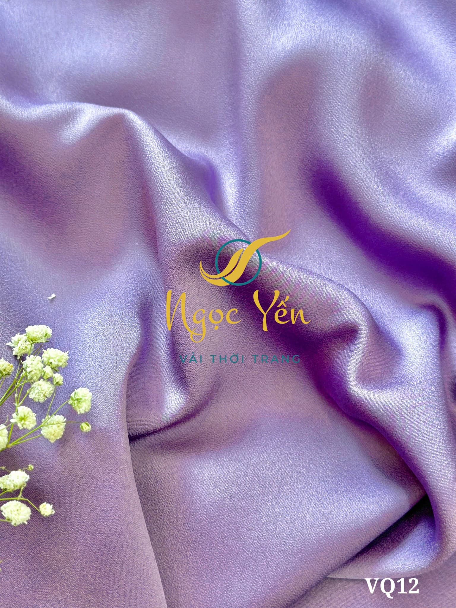 VA13-Vải áo lụa hai da họa tiết hoa màu tím