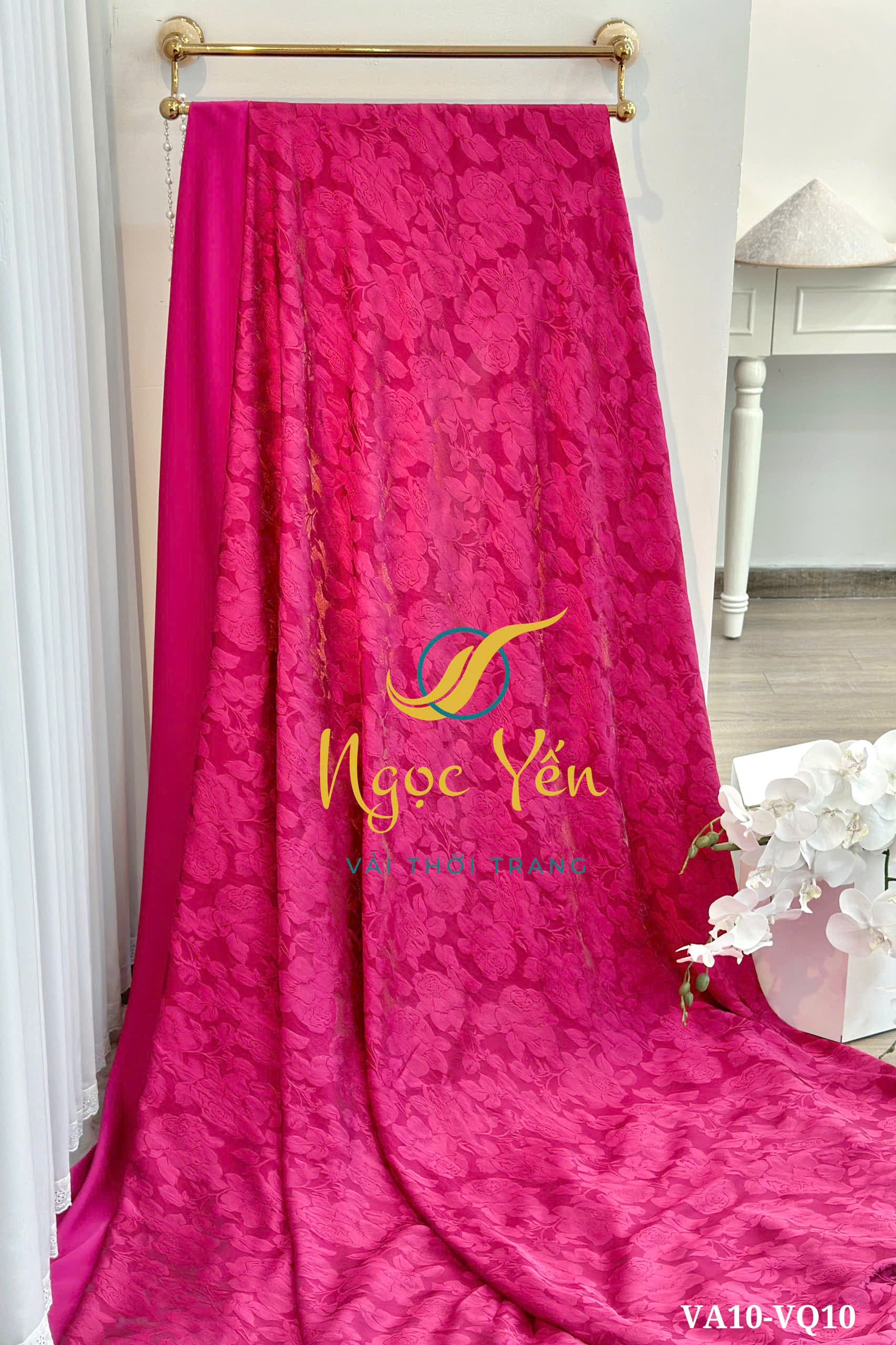 VQ10-Vải quần lụa ngọc trai trơn màu hồng