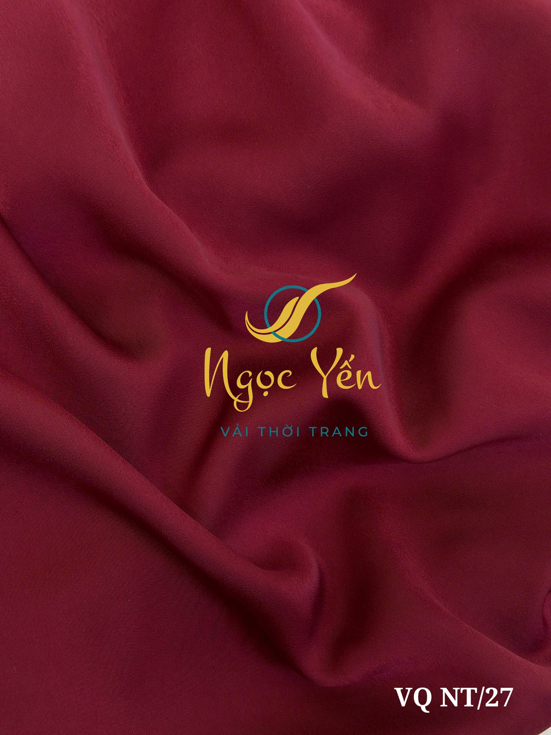 VQ NT/27-Vải quần áo dài lụa ngọc trai đỏ đô