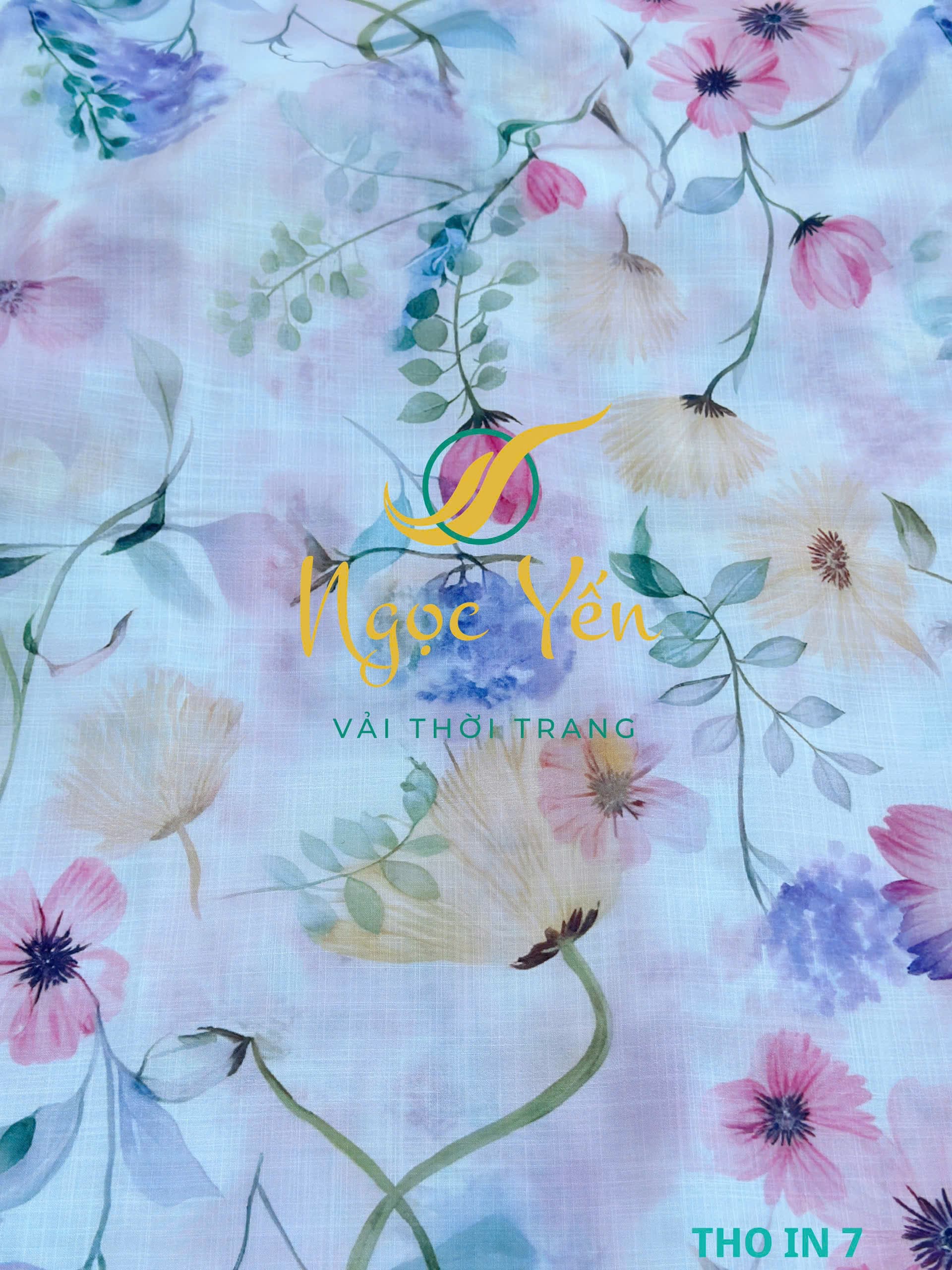 THO IN 7-Vải thô in họa tiết hoa màu