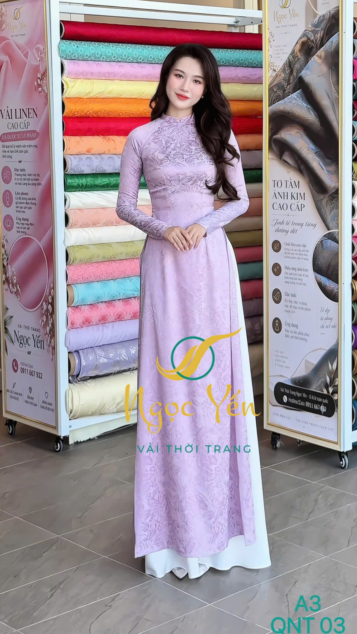 QNT 03-Quần áo dài lụa ngọc trai trắng