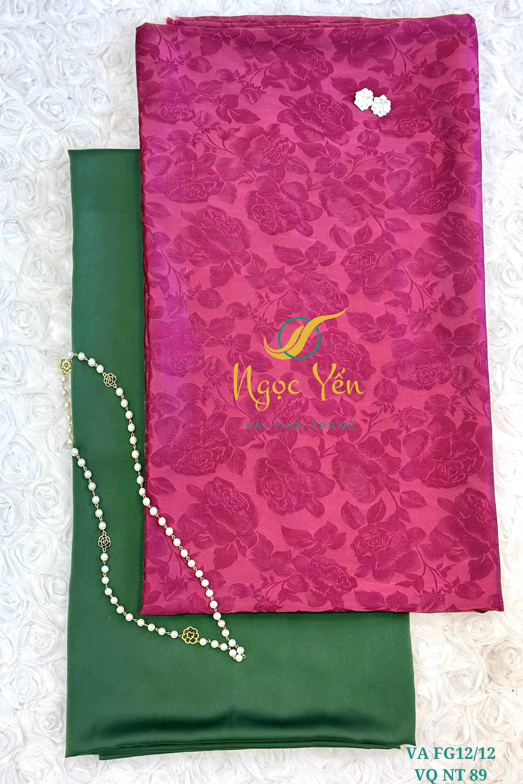 VA FG12/12-Vải áo dài tencel hoa hồng sen
