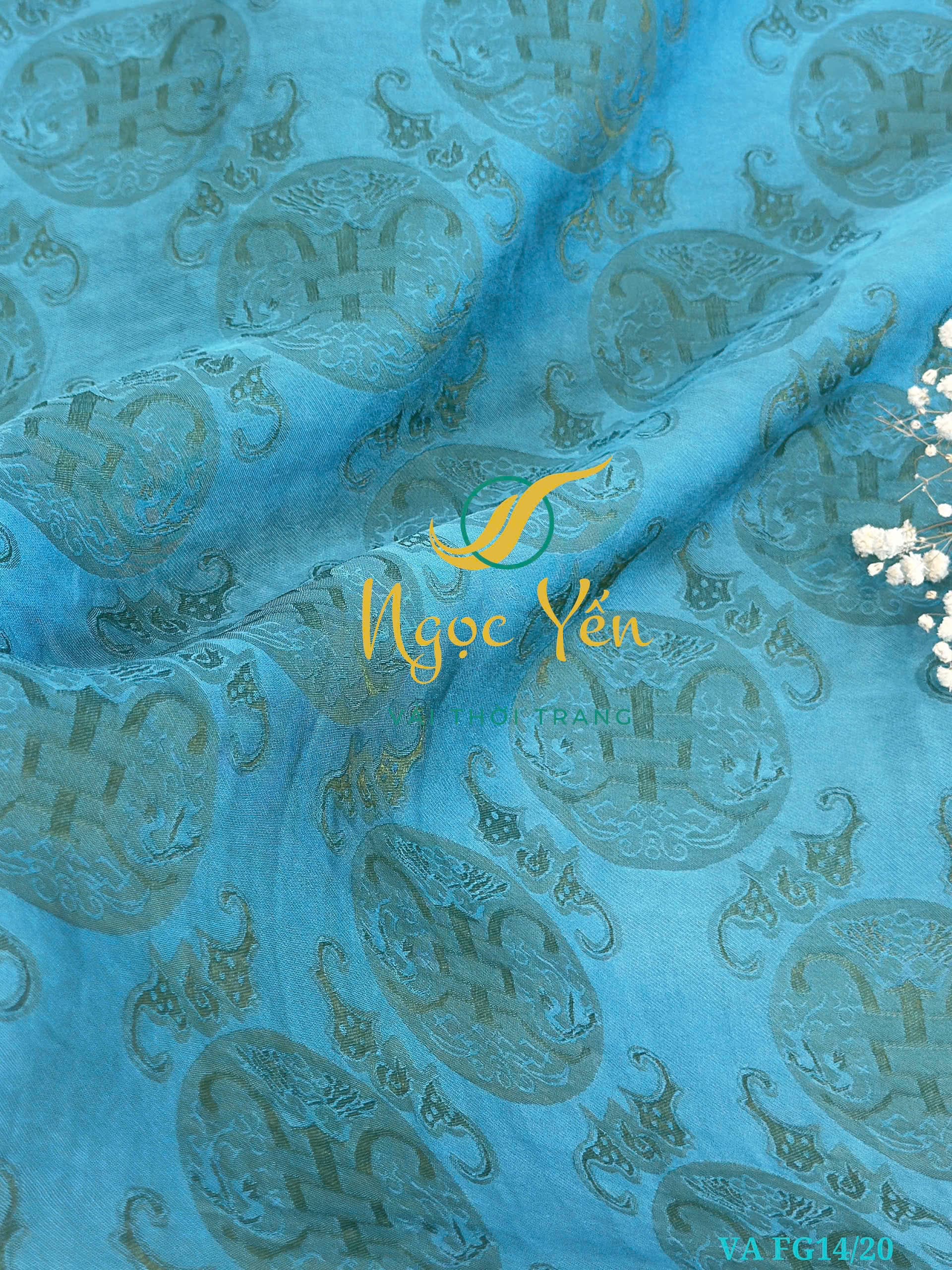 VA FG14/20-Vải áo lụa tơ tằm tencel xanh dương