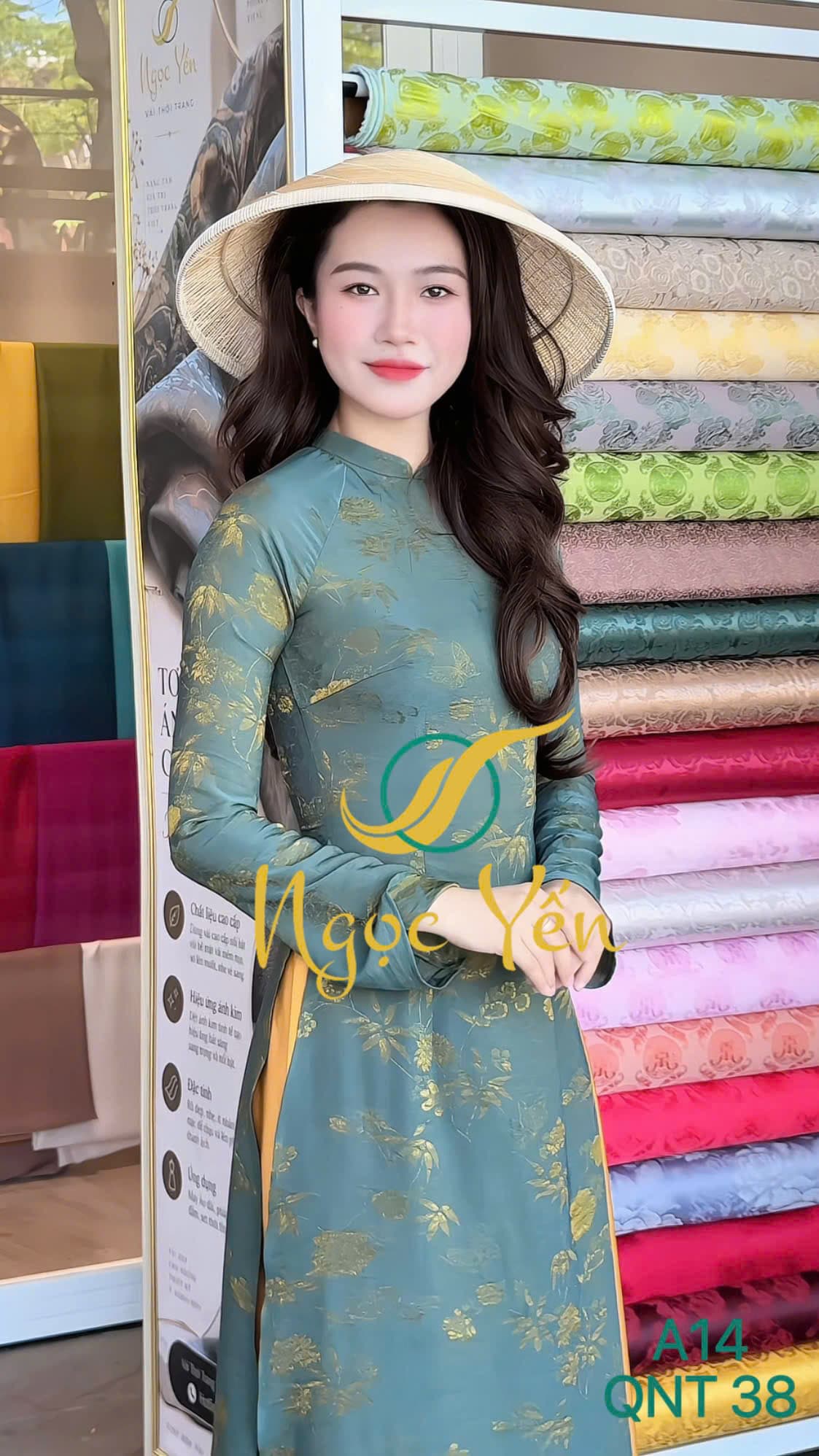 QNT 38-Quần áo dài lụa ngọc trai vàng
