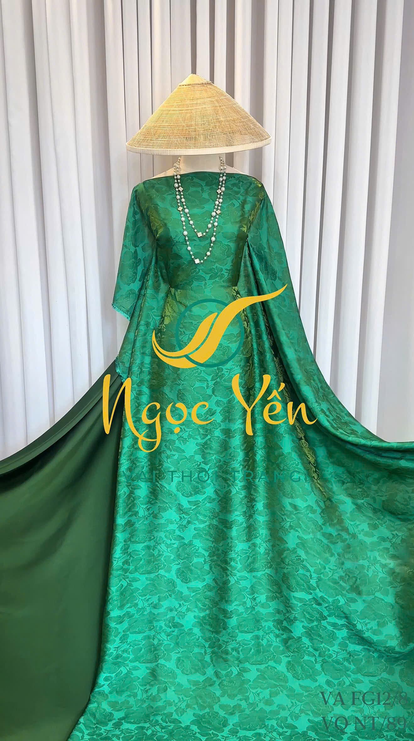 VA FG12/8-Vải áo dài lụa hoa xanh