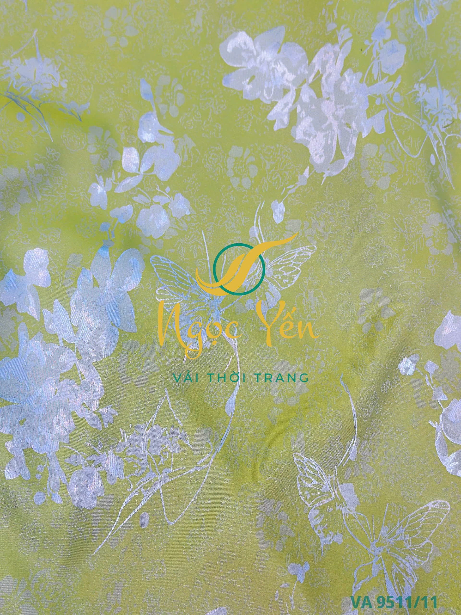 VA 9511/11-Vải áo dài lụa gấm hai da xanh
