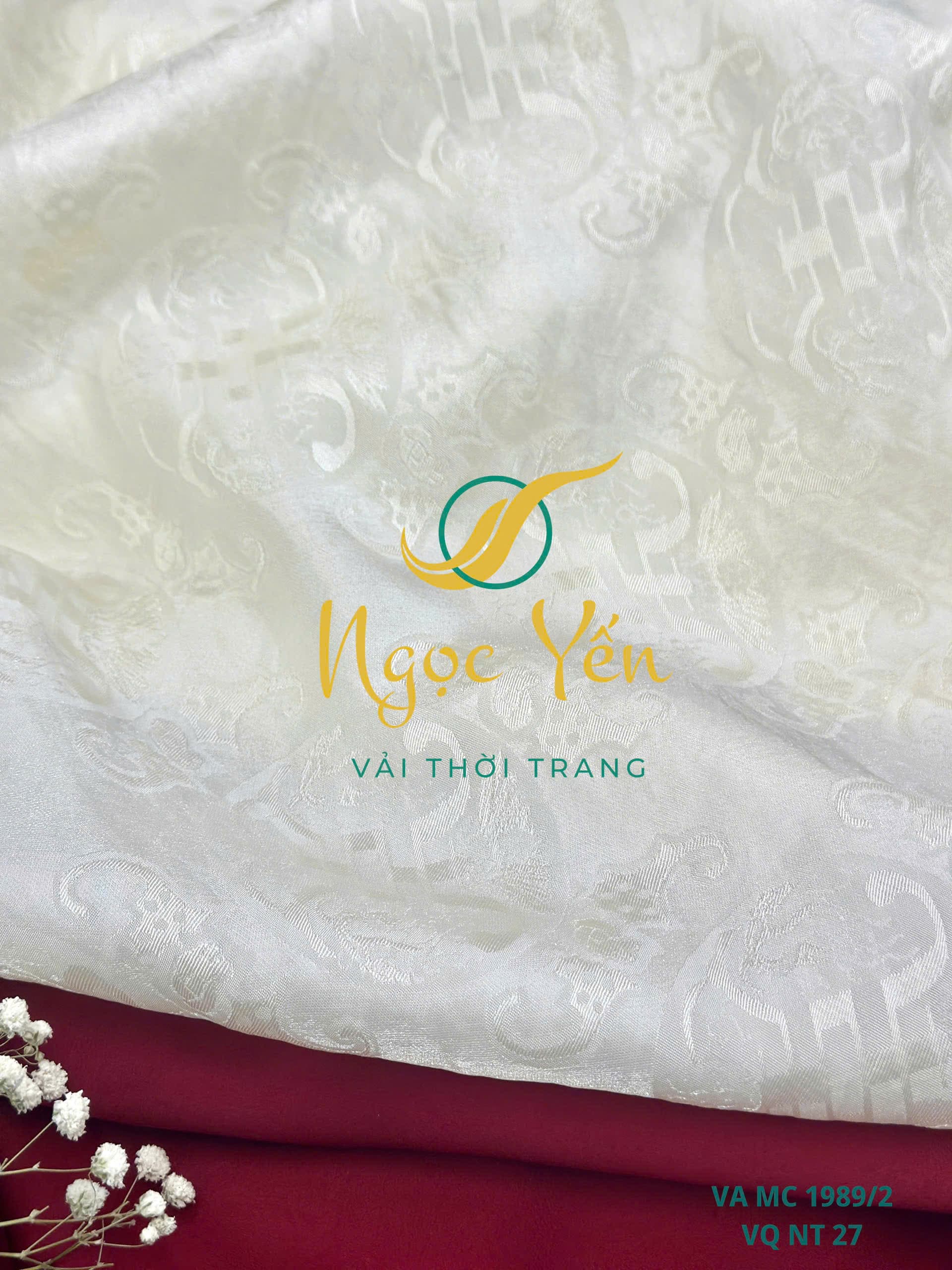 VA MC 1989/2-Vải áo dài lụa trắng kem
