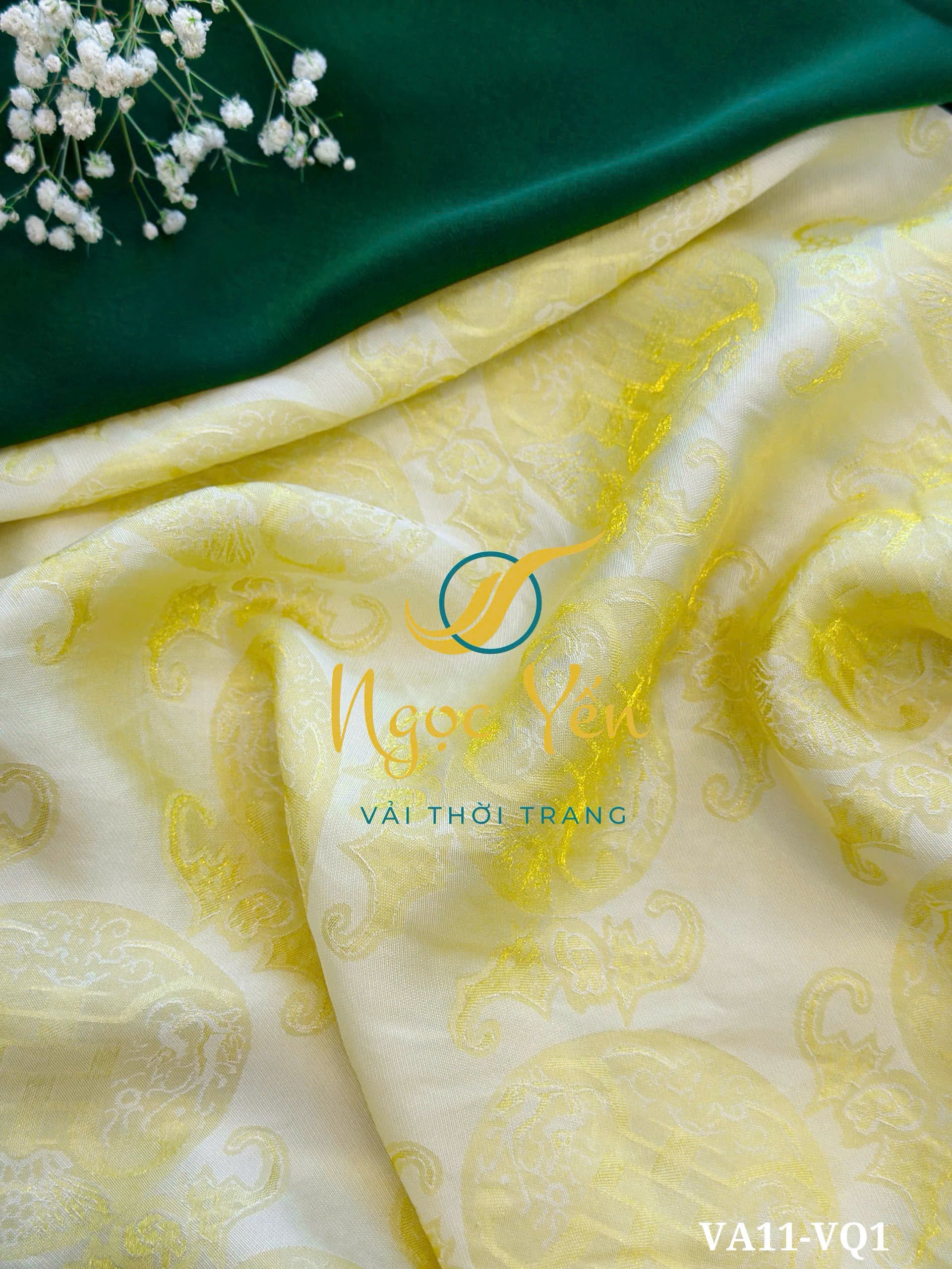 VA11-Vải áo lụa tơ tằm tencel màu vàng