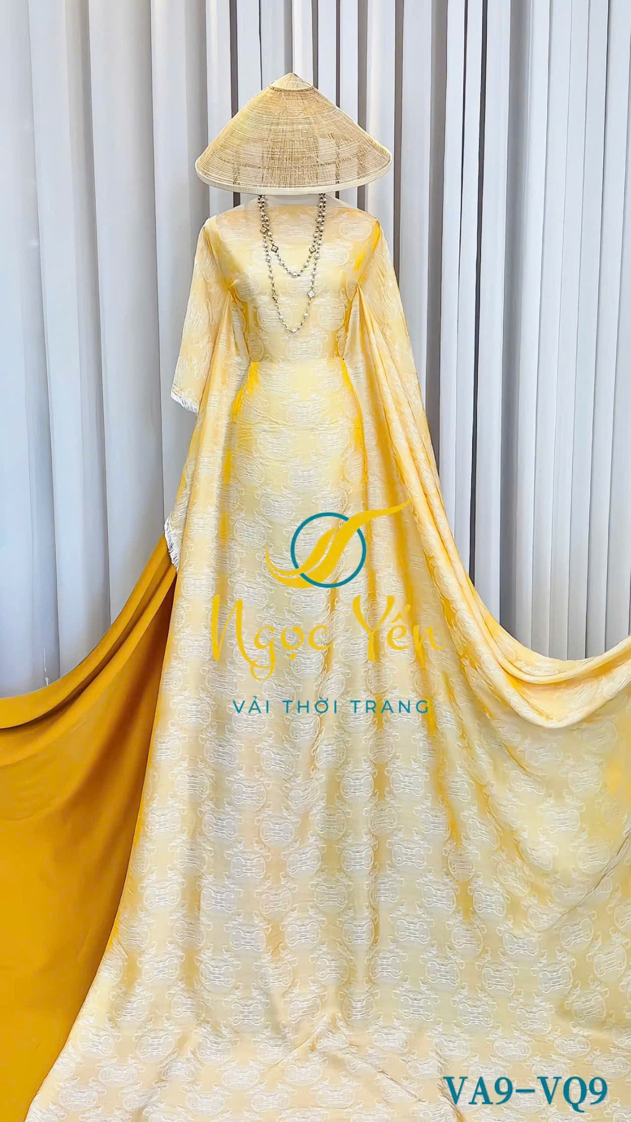 VQ9-Vải quần lụa ngọc trai trơn màu vàng