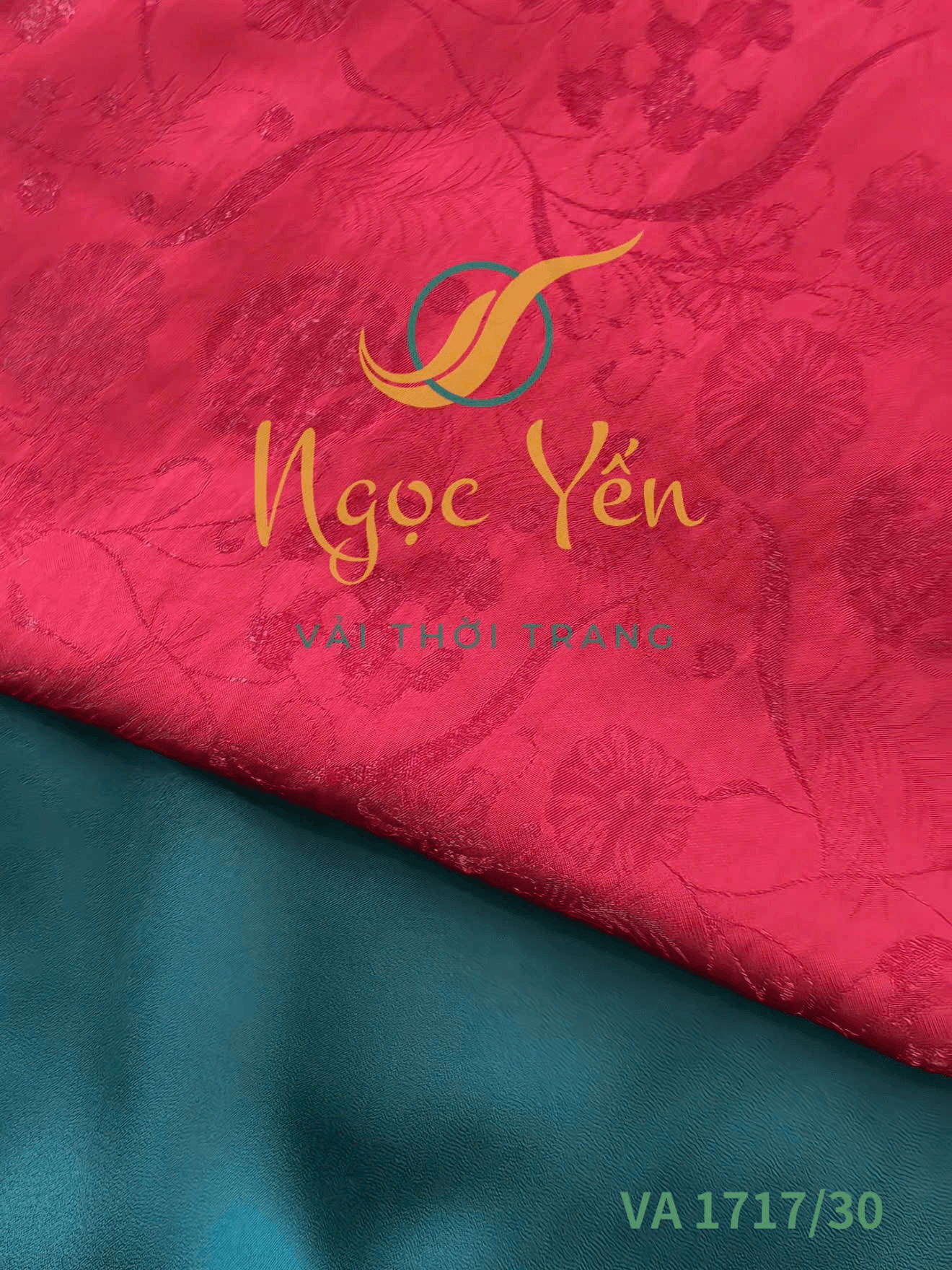VA 1717/30-Vải áo dài lụa gấm in họa tiết đỏ đô