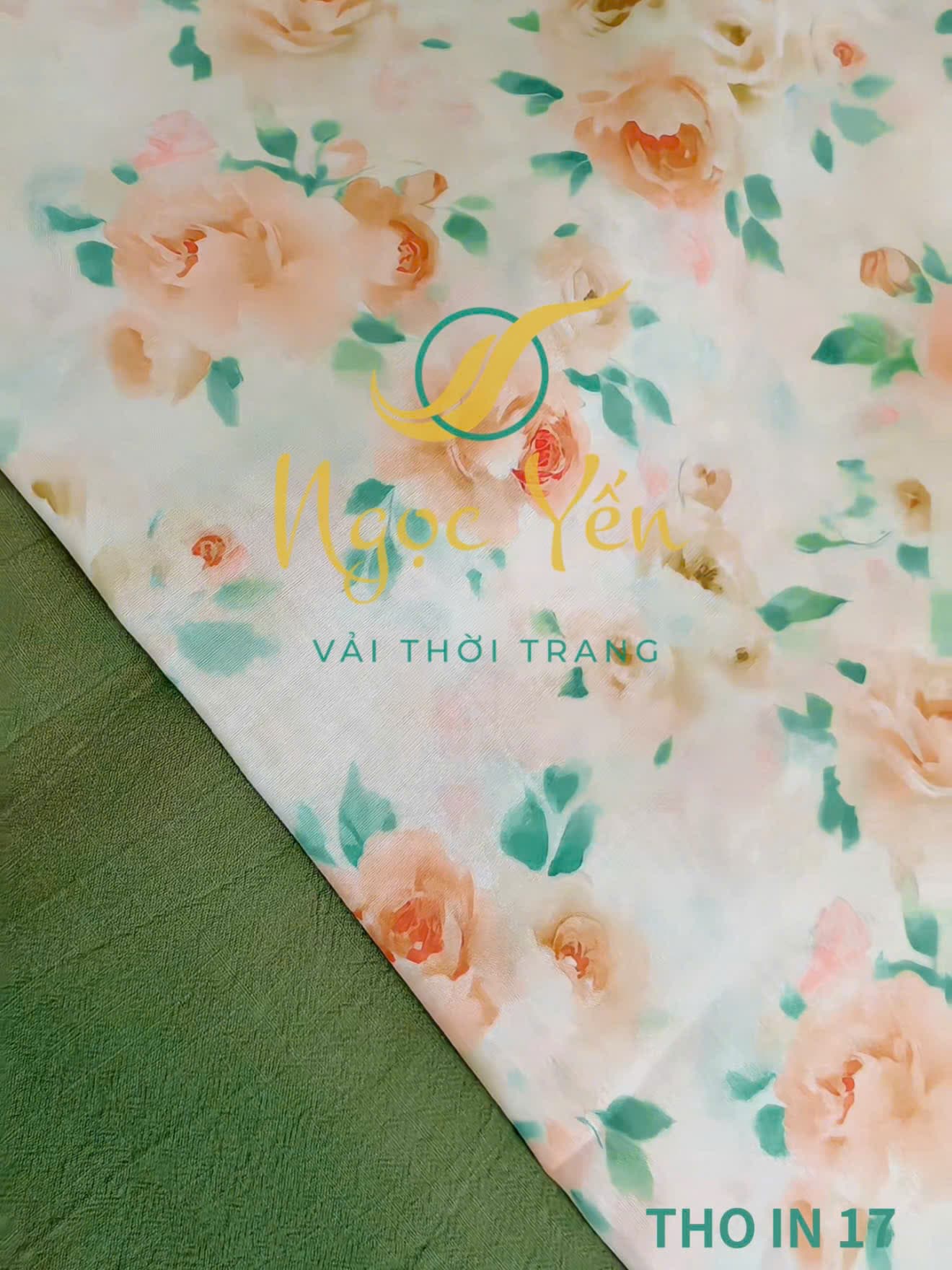 THO IN 17-Vải thô in họa tiết hoa cam