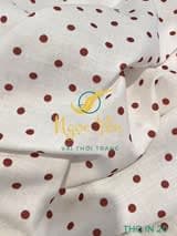 THO IN 20-Vải thô in chấm bi đỏ nền trắng